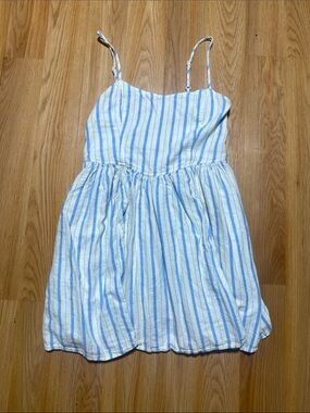 aerie green and white striped dress | Dresses | Aerie Ruffle Sleeve Babydoll Sundress Size Medium Soft lightweight woven cotton/Sweetheart